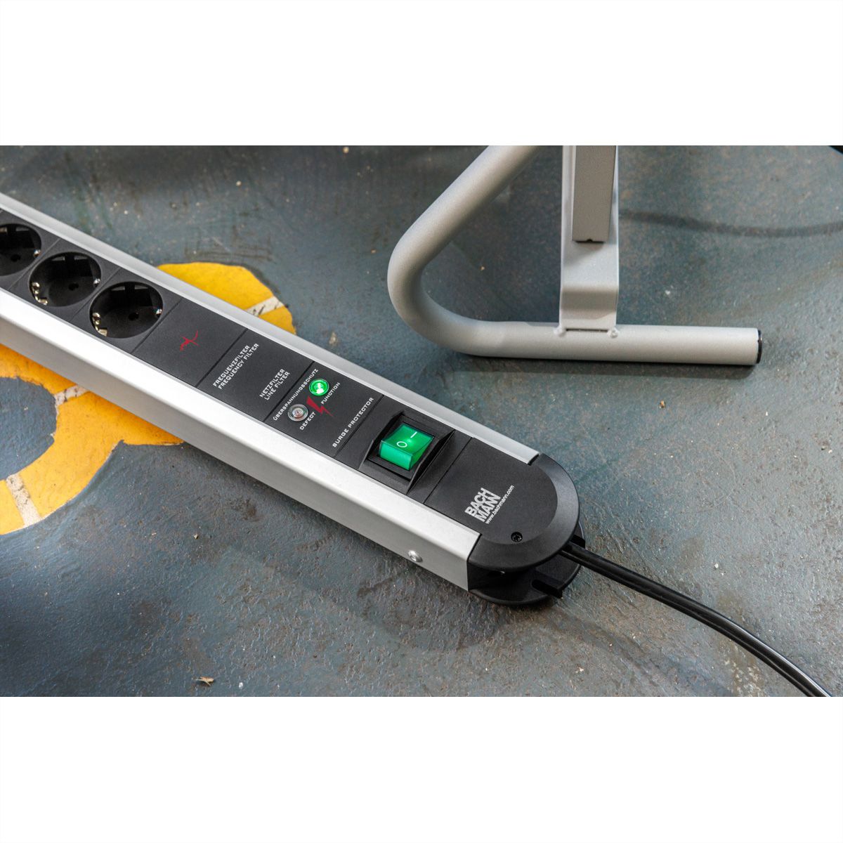 BACHMANN PRIMO socket strip 6x earthing contact, full device protection switch, 1.75 m