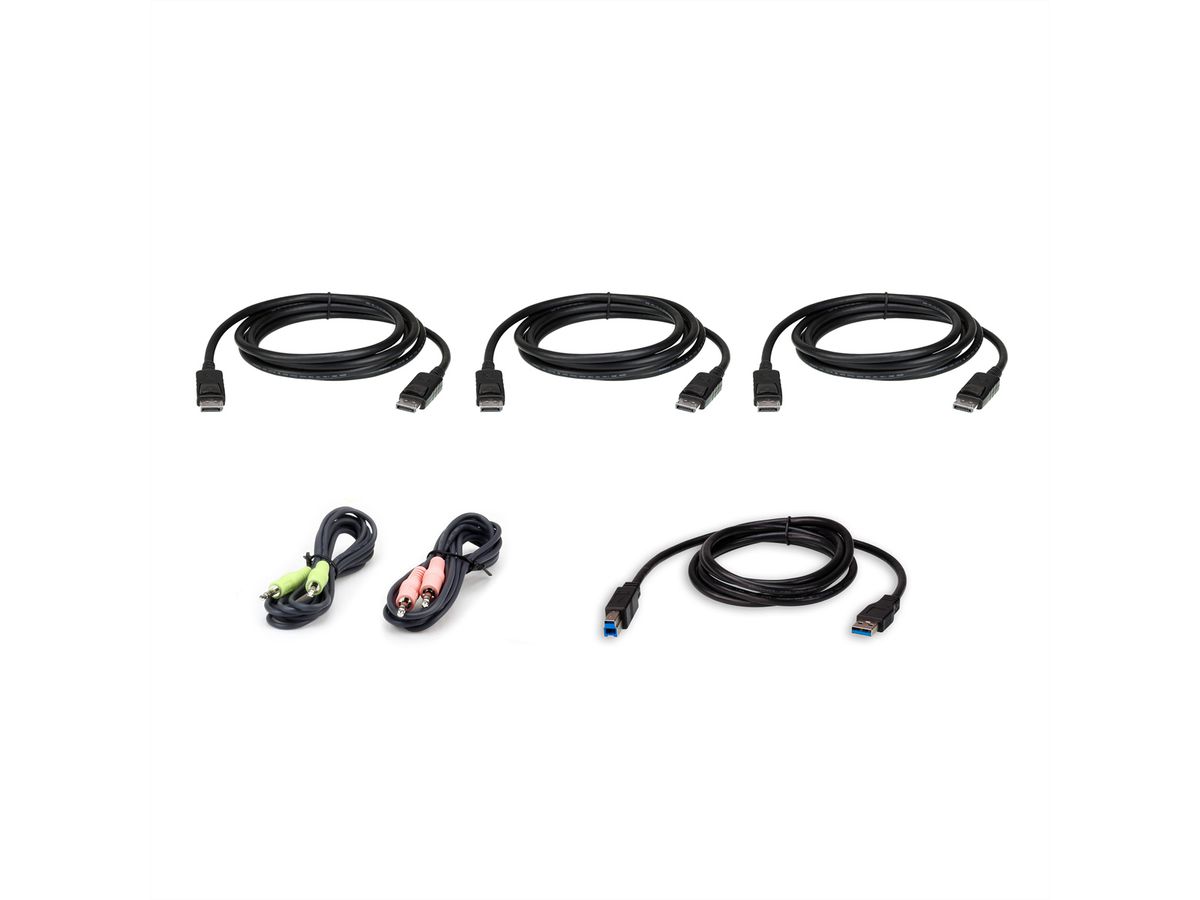 ATEN 2L-7D02UDPX6 1,8 M USB DisplayPort Triple Display KVM Kabel Set , zwart, 1,8 m