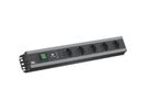 BACHMANN stekkerdoos, 5x geaard contact, met schakelaar, 2x USB oplader, geschikt voor 19" kast, 2 m