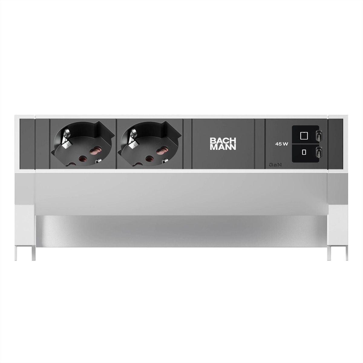 BACHMANN DESK2 2xP40 1xUSB C/C 45W, L=0,2m INOX
