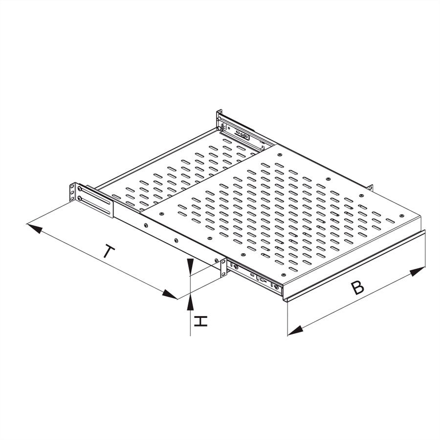 CONTEG 19"-Fachboden ausziehbar, 435 x 450 mm, 25kg