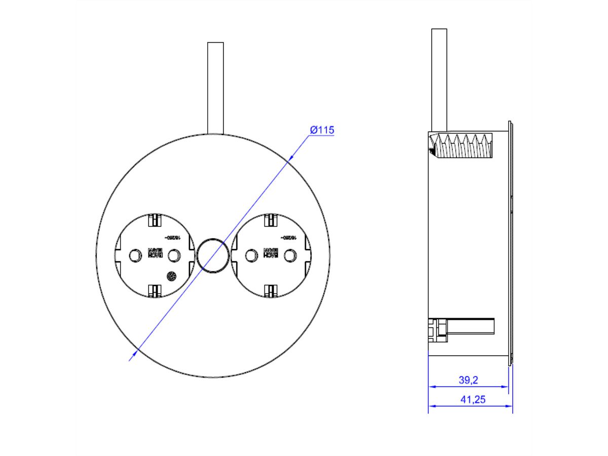 BACHMANN TWIST 2x geaard stopcontact, adereindhulzen, geaarde stekker, wit, 2 m