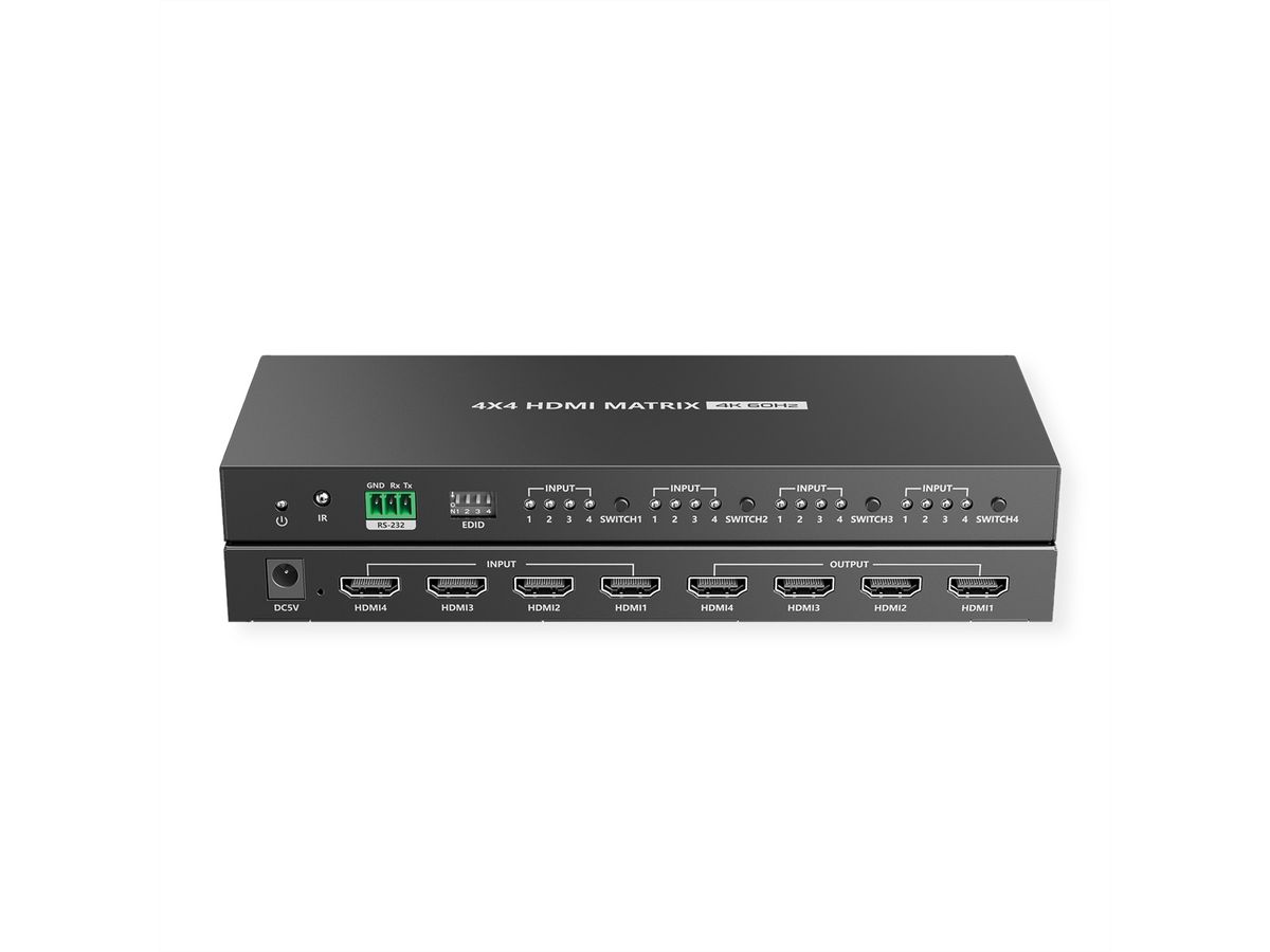 VALUE 4K HDMI Matrix Switch, 4x4, met afstandsbediening