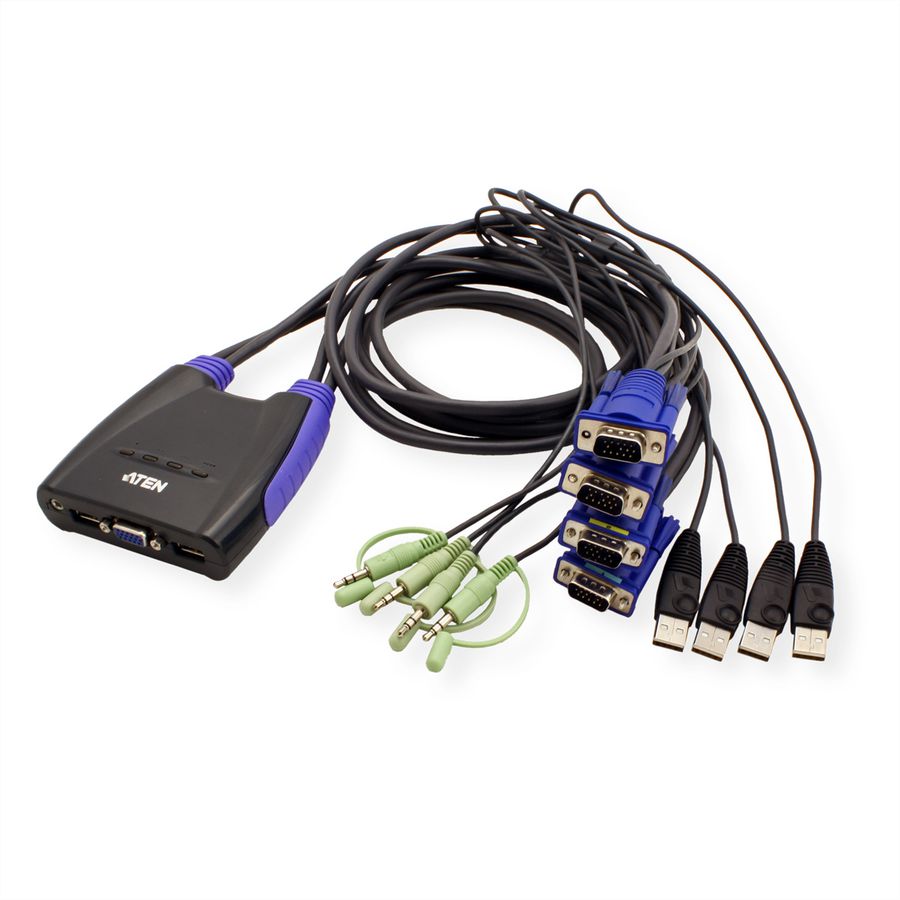 ATEN CS64US KVM switch VGA, USB, audio, 4 poorts