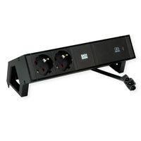 BACHMANN DESK2 2xbeschermend contact USB C, USB Lader 60W 0.2m GST18 zwart