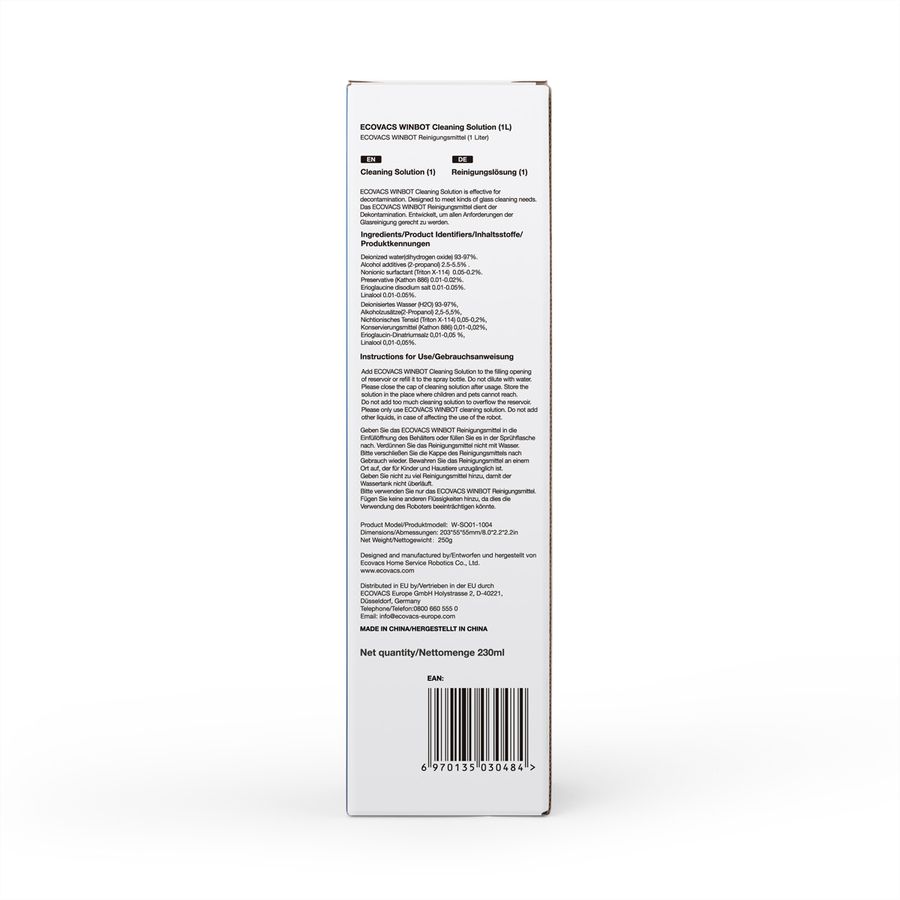Ecovacs WINBOT reinigingsoplossing 230 ml  , voor Winbots-Serie