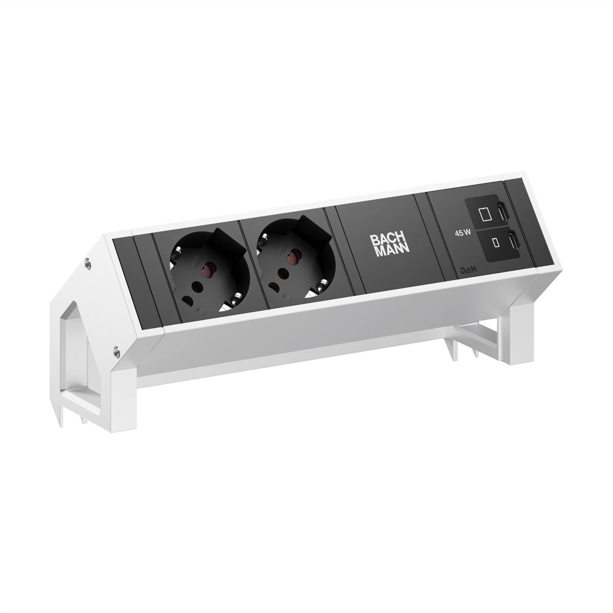 BACHMANN DESK2 2xP40 1xUSB C/C 45W, L=0,2m INOX