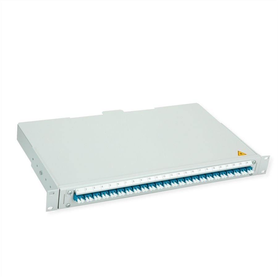TELEGÄRTNER BASIS V LWL-Panel mit Kupplungen & Pigtails, 24x LC Duplex, blau, OS2 PC