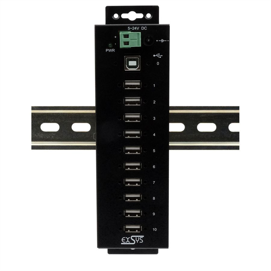 EXSYS EX-1170HMVS 10 Port USB 2.0 Metall HUB, 15KV Surge Protection