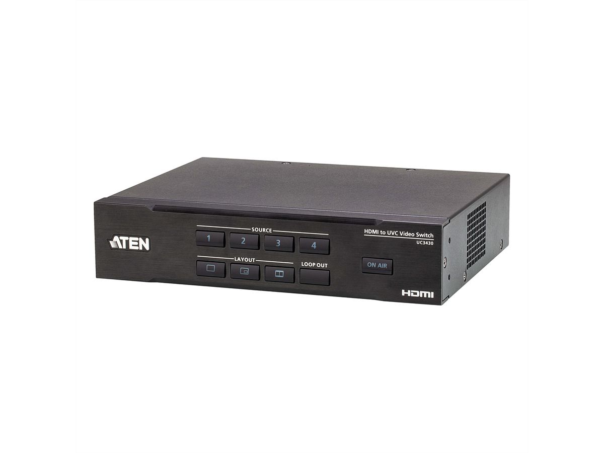 ATEN UC3430 CAMLIVE PRO 4K HDMI naar USB videorouter met 4 ingangen