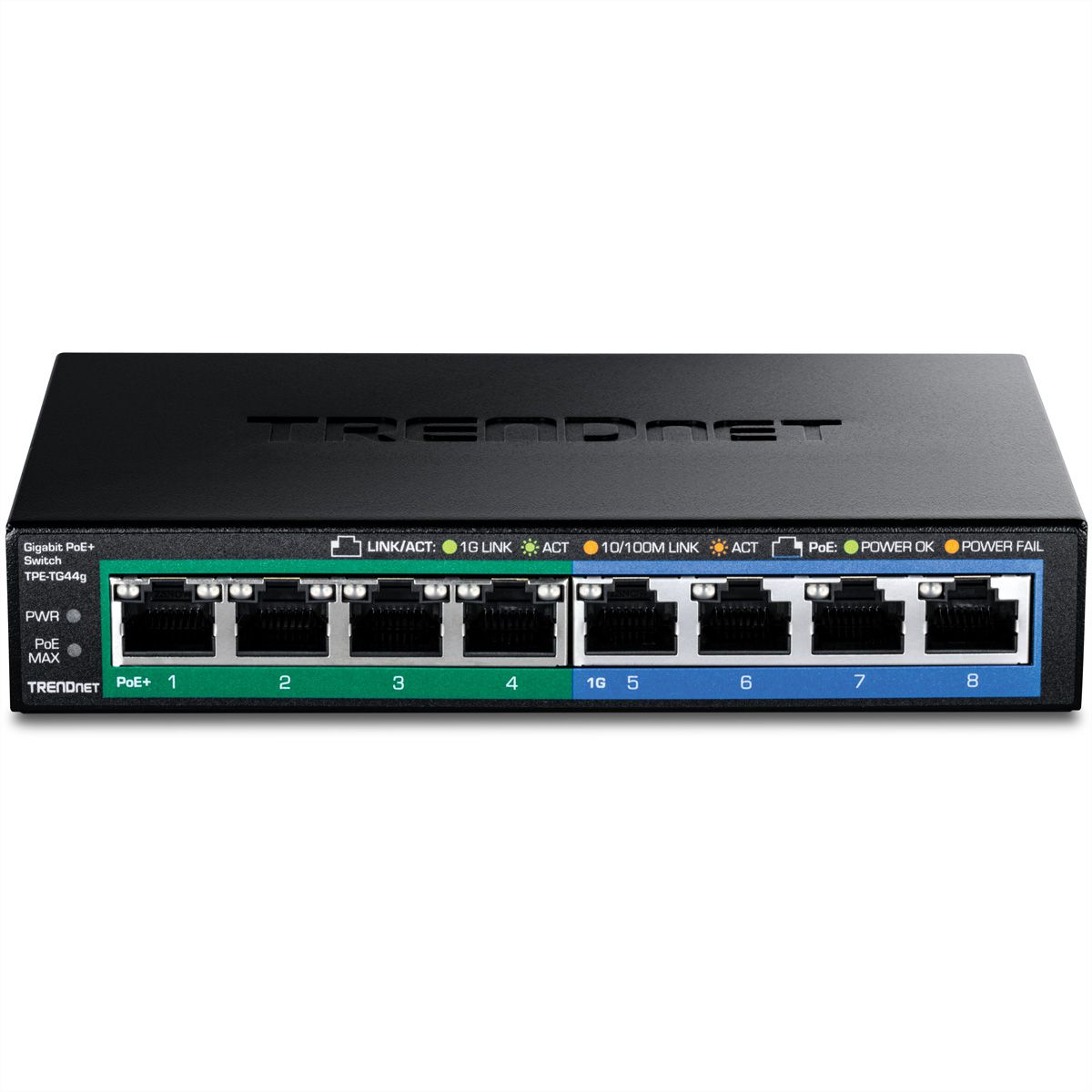 TRENDnet TPE-TG44g 8-poorts PoE-switch GREENnet Gigabit, 4 PoE, 4 Non-PoE