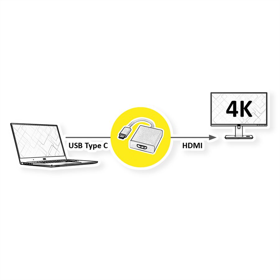 ROLINE Beeldscherm Adapter USB Type C - HDMI, M/F 4K2K