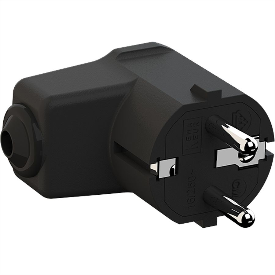 BACHMANN Angled mounting plug black, CEE 7/7 2-pole with earthing contact