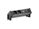BACHMANN DESK2 ALU BLACK 2xP40, 1xUSB C/C 65W L=0,2m
