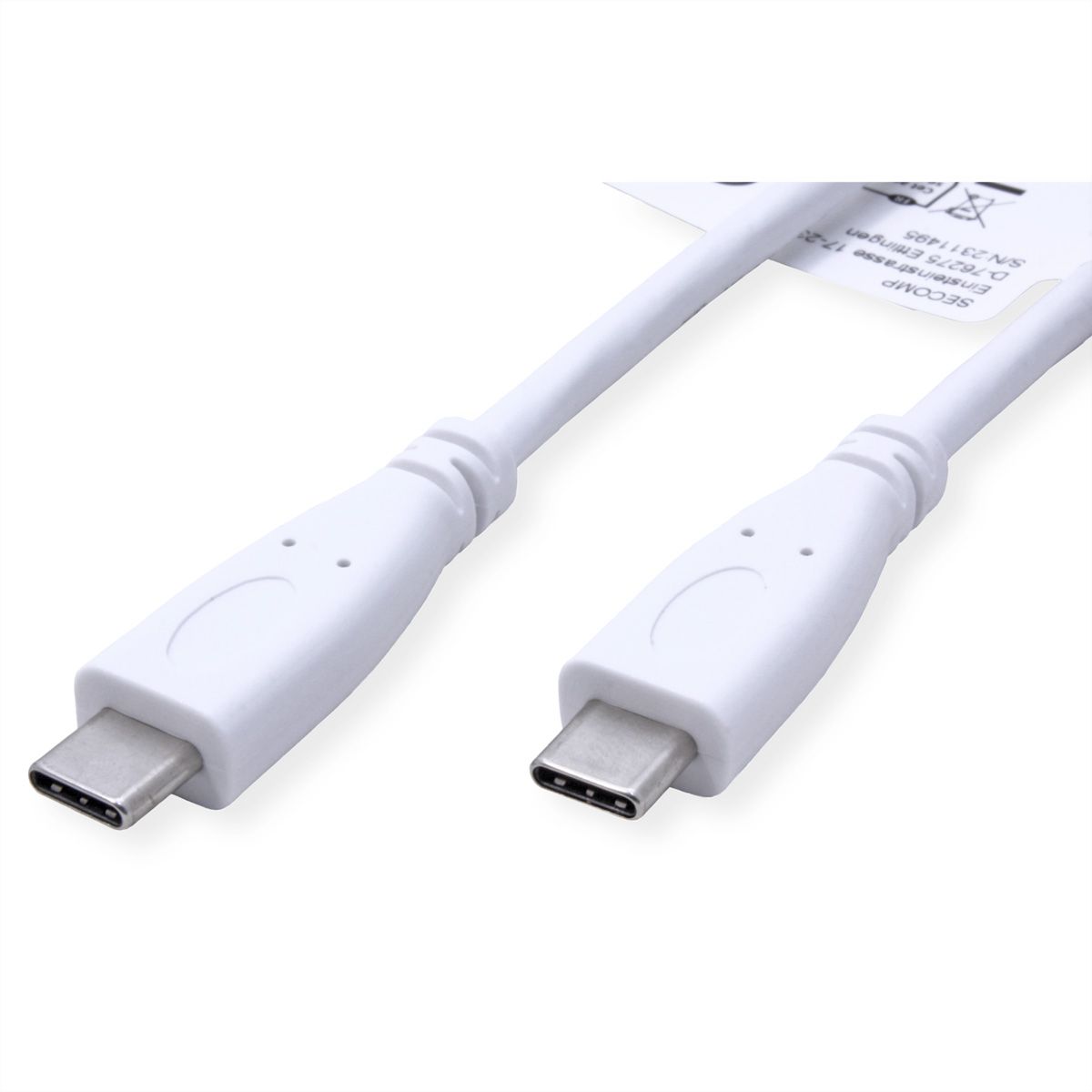VALUE USB 3.2 Gen 2 kabel, C-C, M/M, 4K UHD-1, 10Gbit/s, Emark, 100W, wit, 0,5 m