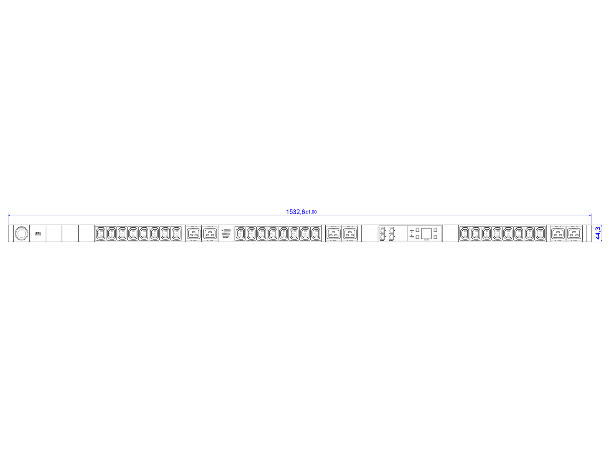 BACHMANN BN3000 Slave RCM 24xC13 6xC19, Meting per fase3mH05VV-F 5G2,5 CEE3x16A Lan