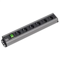 BACHMANN Craftsman socket strip 6x earthing contact, switch, 19-inch rack compatible, 2 m