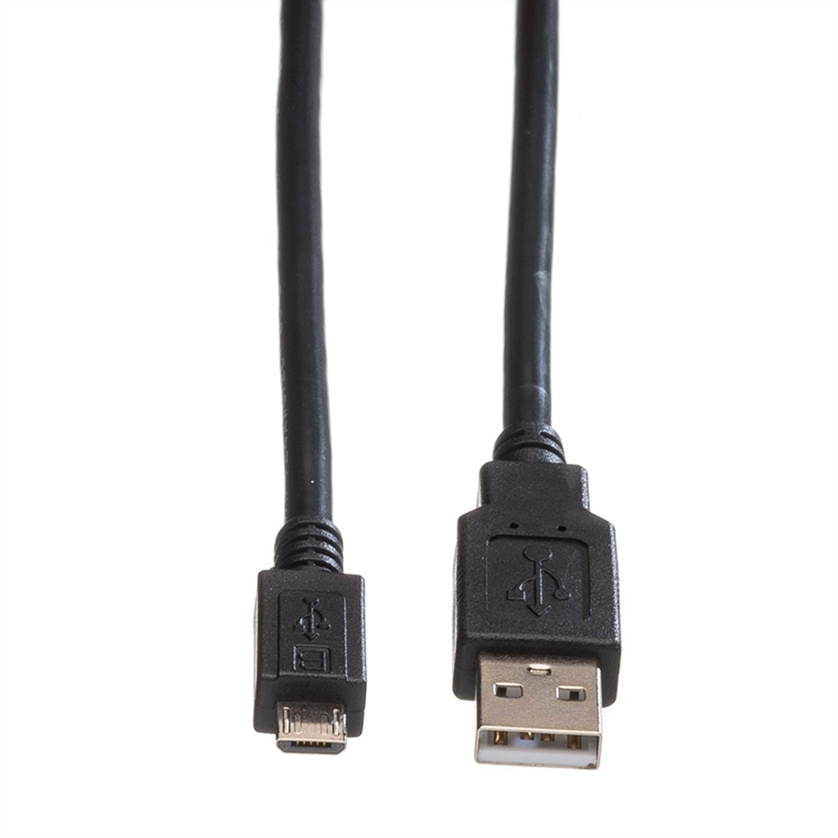 ROLINE USB 2.0 Kabel, USB A Male - Micro USB B Male, zwart, 0,8 m