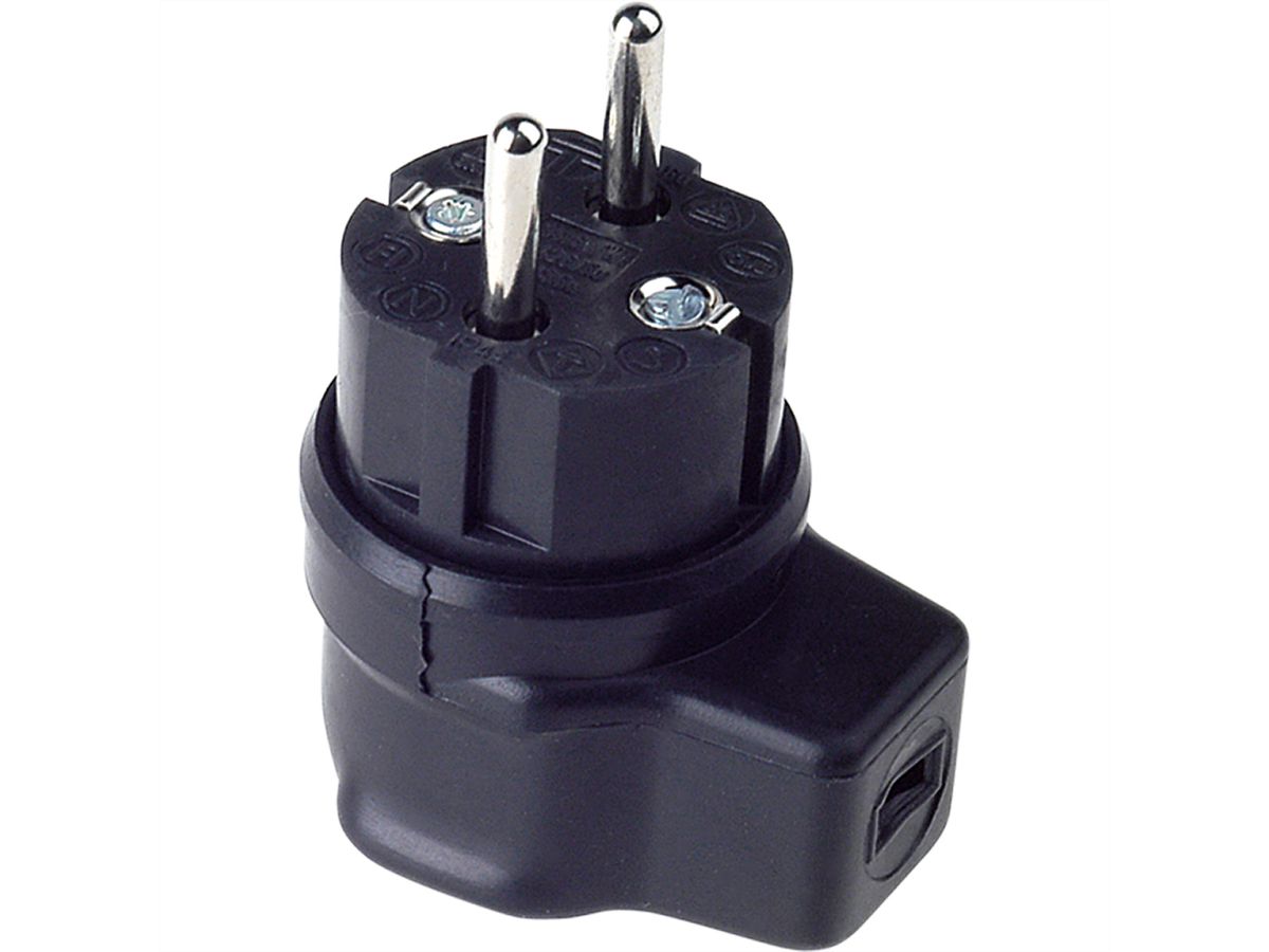 BACHMANN solid rubber angle plug, IP44, black