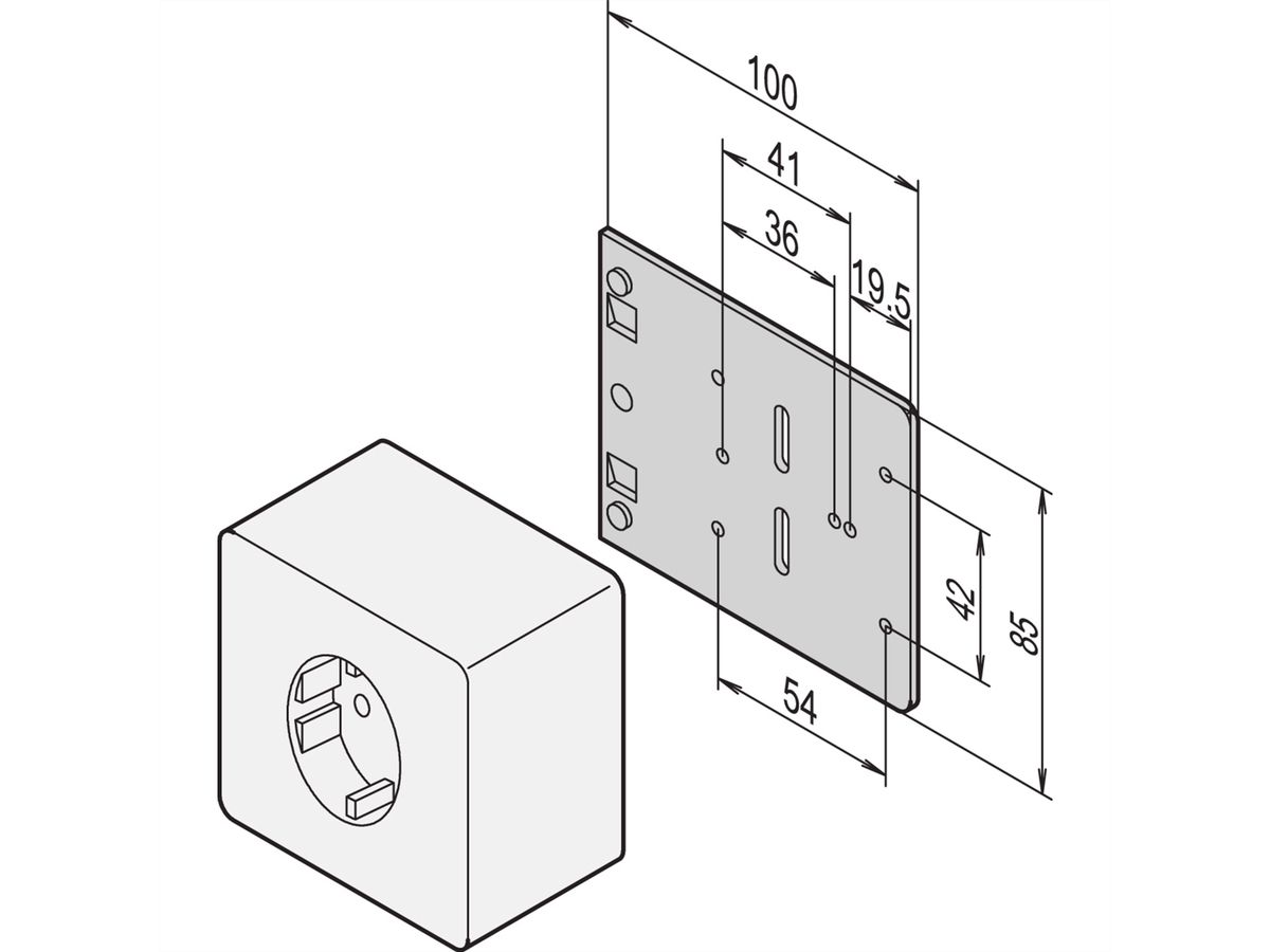 SCHROFF montageplaat voor single Sockets