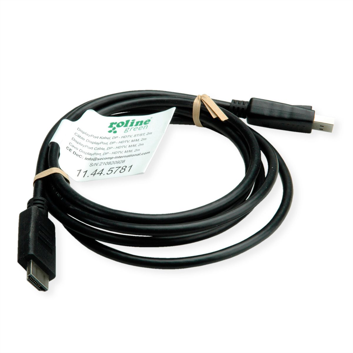 ROLINE GREEN DisplayPort Cable, DP - HDTV, M/M, black, 1 m - SECOMP  Nederland GmbH