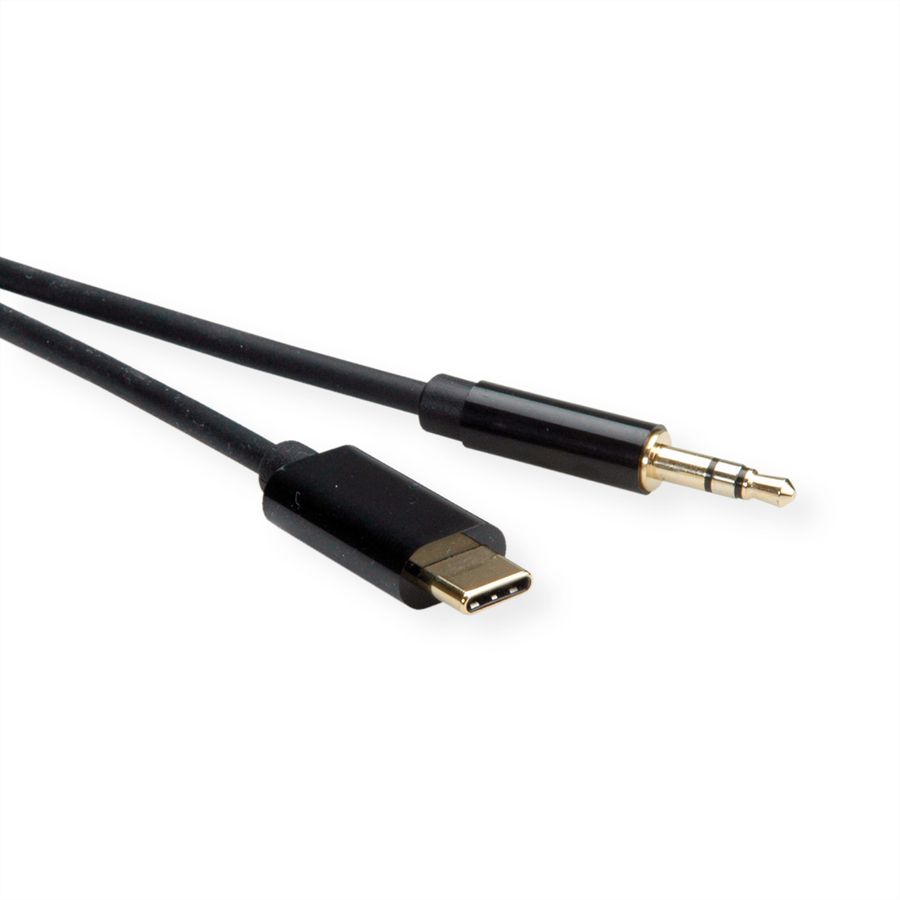 ROLINE Adapter Kabel USB Type C - 3.5mm Audio, Male/Male, zwart, 3 m