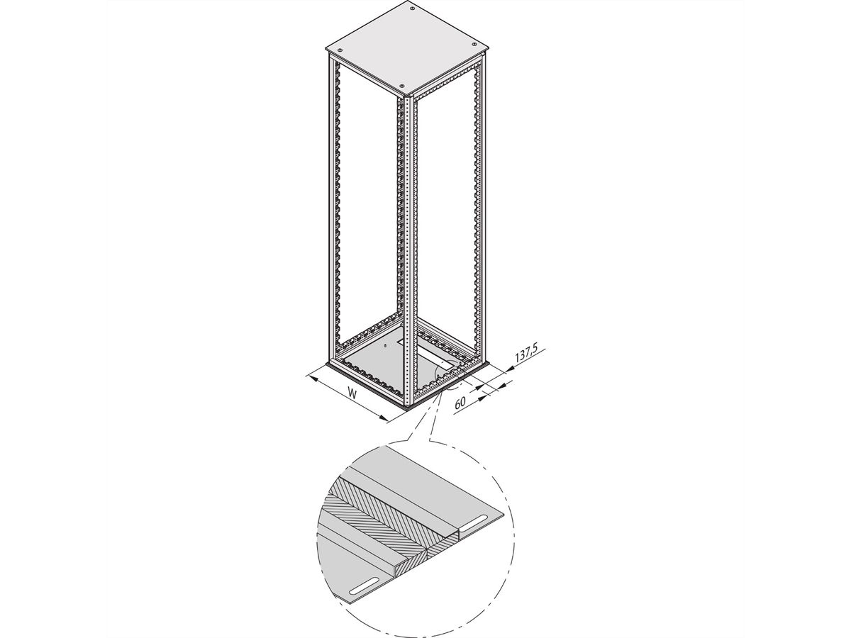 SCHROFF Varistar EMC-sokkelplaat voor kabelgoot achteraan, effen, 800W 1000D