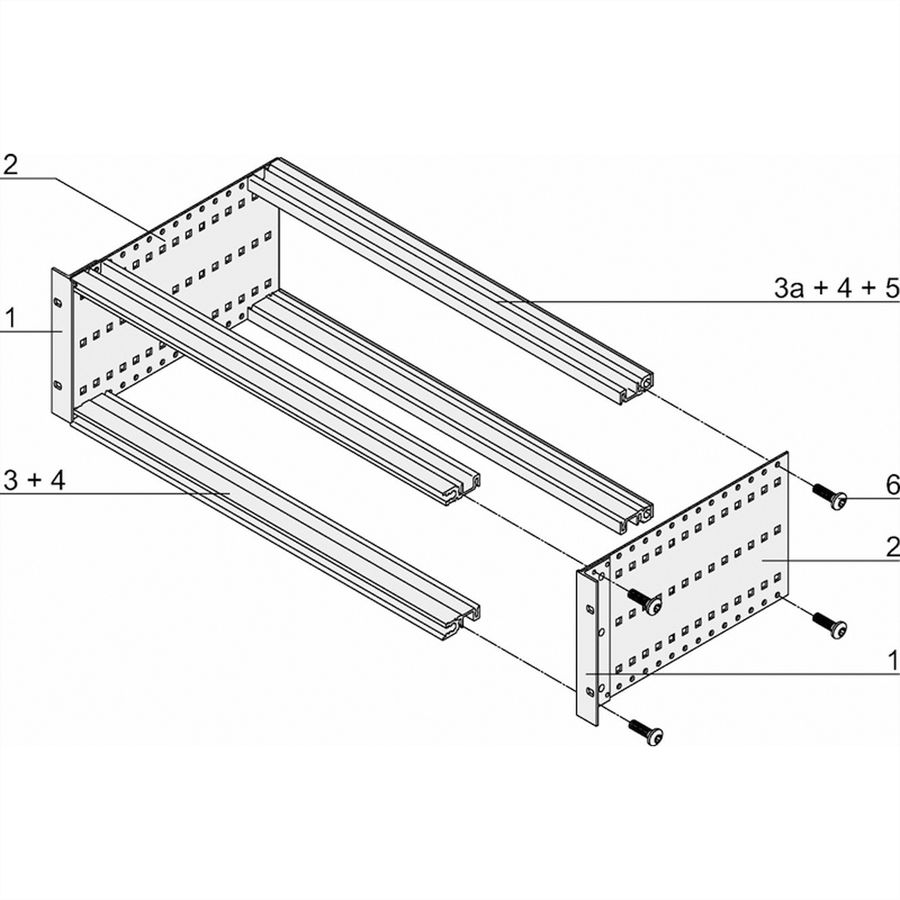 SCHROFF EuropacPRO 19" moduledrager voor moduledrager, zwaar, achteraf te monteren afscherming, 3 HE, 235 mm