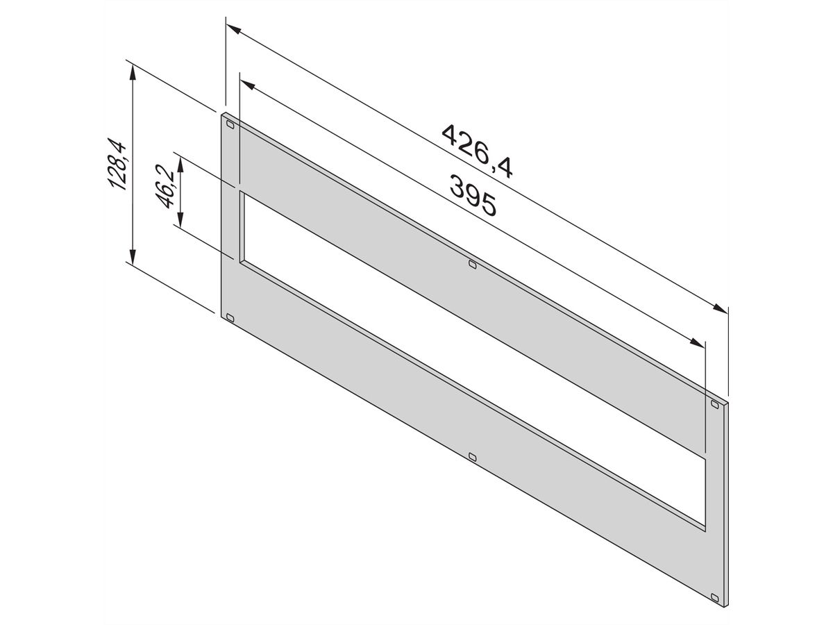 SCHROFF EuropacPRO Frontpaneel voor 19" moduledrager, 3 HE, 84 HP, 2,5 mm, Al, voorkant geanodiseerd, achterkant geleidend