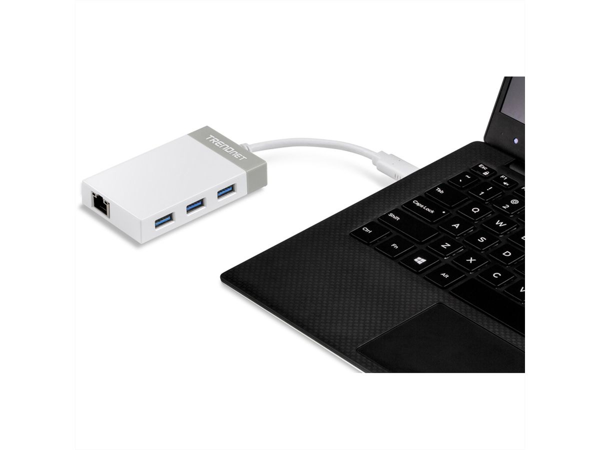 TRENDnet TUC-ETGH3 USB-C naar Gigabit Ethernet-adapter + USB-hub