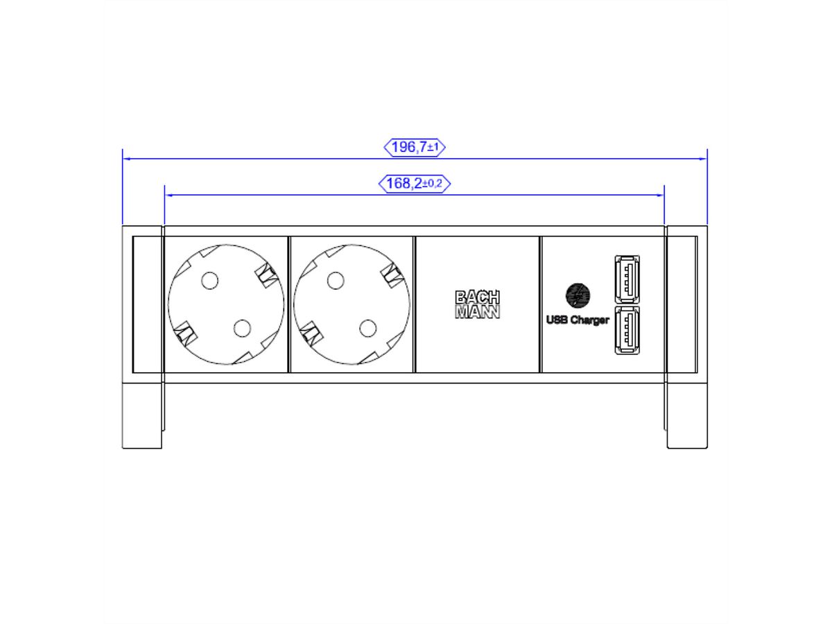 BACHMANN DESK2 2x geaard stopcontact 1x USB Oplader, wit