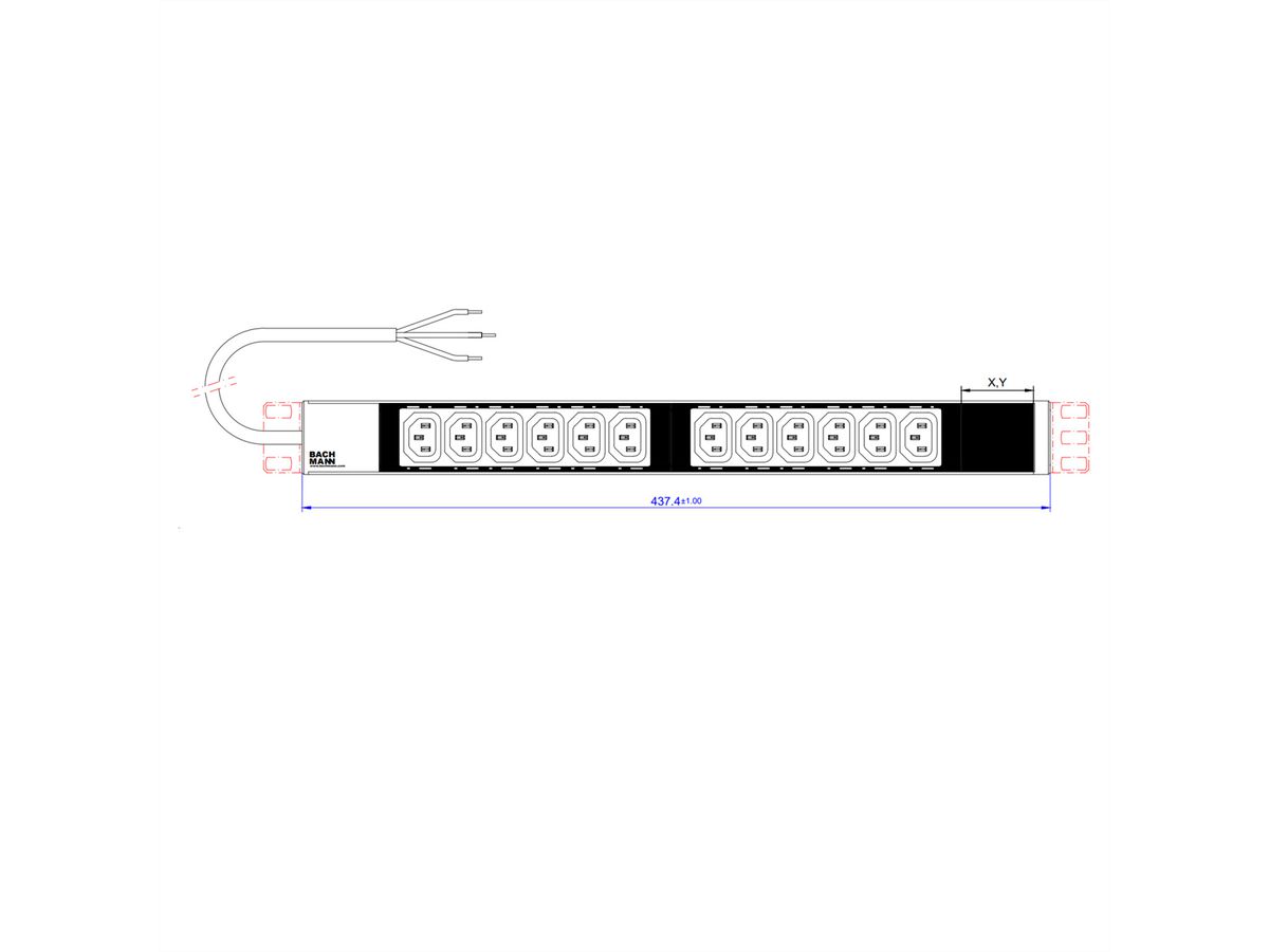 BACHMANN 19" 1U 12x C13 1x terminal