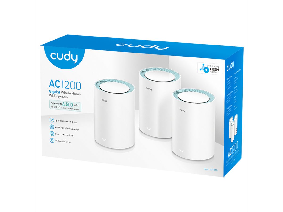 CUDY M1300 AC1200 Wi-Fi Mesh Solution 3er-Pack Gigabit