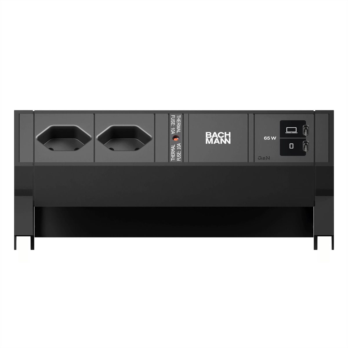 BACHMANN DESK2 2xCH 90° 1xUSB C/C 65W, L=0.2m RAL9005