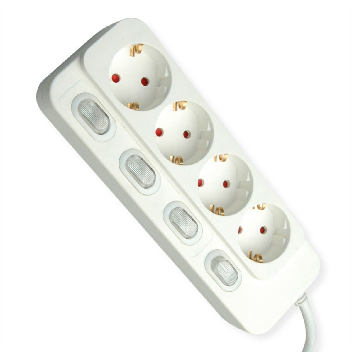 VALUE Power Strip, 4-way, with individual switches, white, 1.5 m