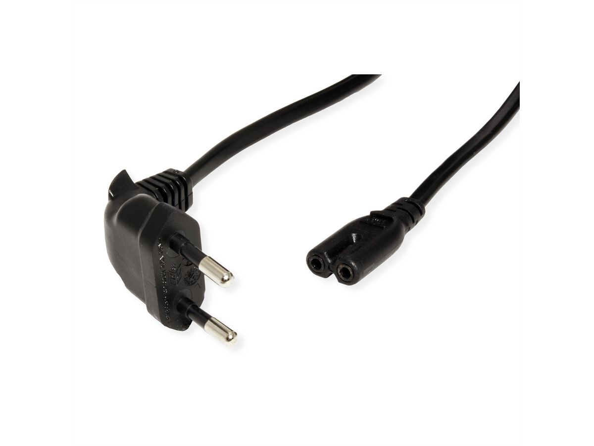 ROLINE Euro Power Cable, 2-pin, angled, black, 1.8 m