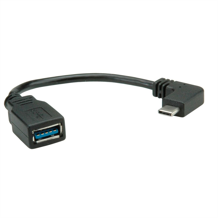 ROLINE USB 3.2 Gen 1 kabel Type C - Type A, Male/Female, OTG , zwart, 0,15 m