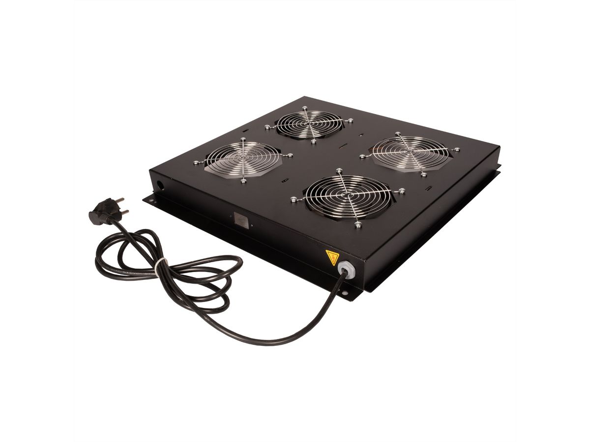 ROLINE 19-inch dakventilatorunit met 2 ventilatoren, AAN/UIT zwart
