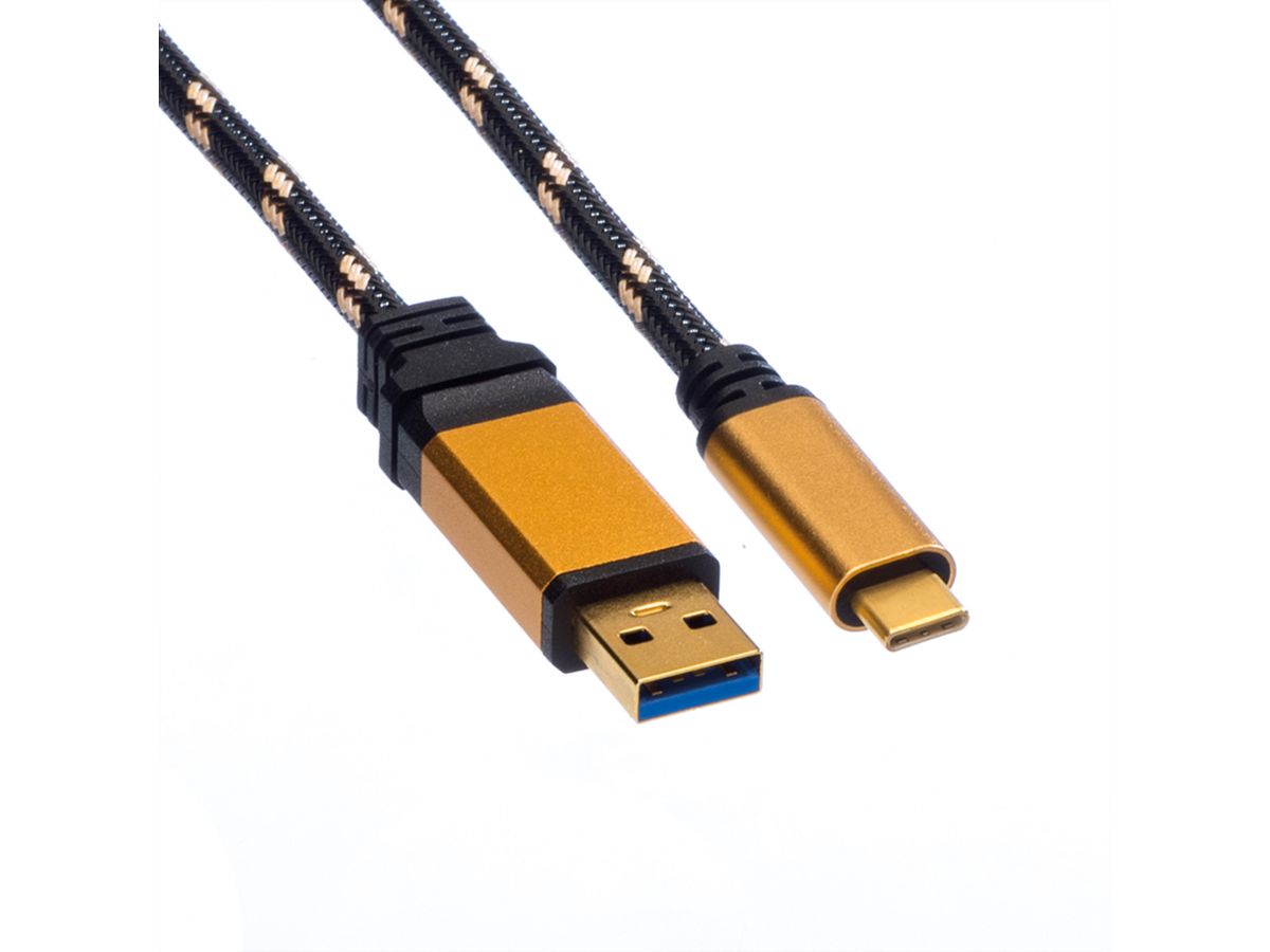 ROLINE GOLD USB 3.2 Gen 1 kabel, A-C, M/M, Retail Blister, 1 m