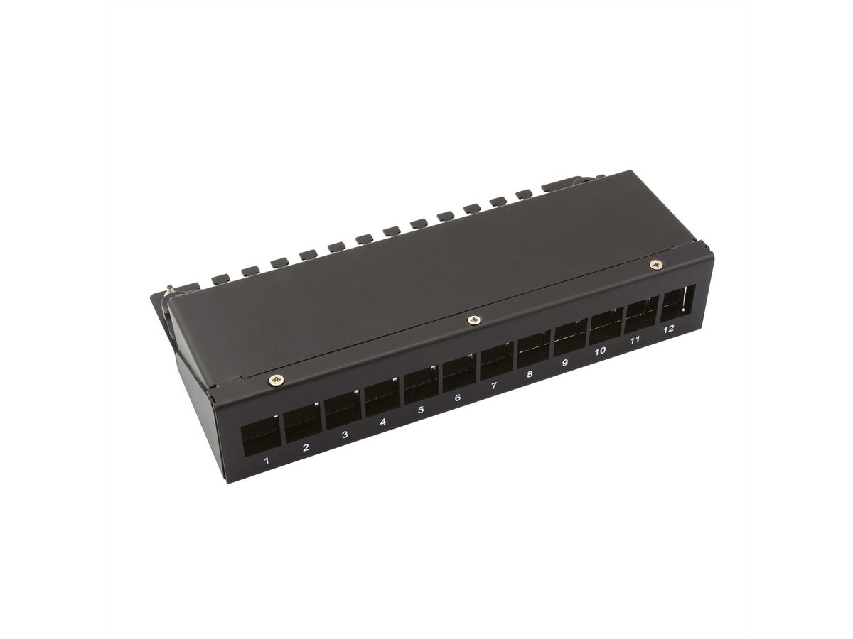 VALUE Keystone module houder, 12 Poorts, zwart