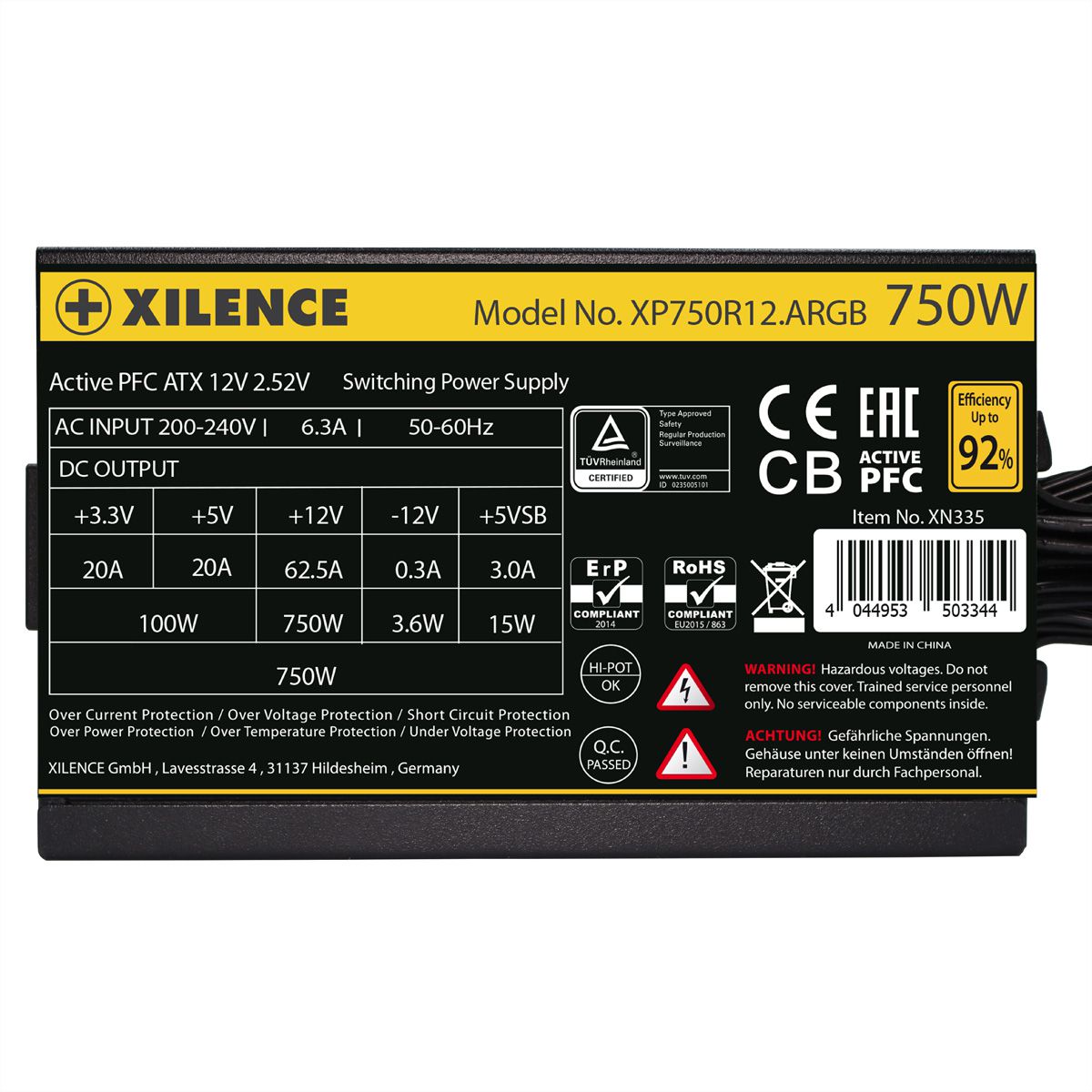 Xilence XP750R12.ARGB 750W PC Power Supply, Meet 80+ Gold, Gaming, ATX