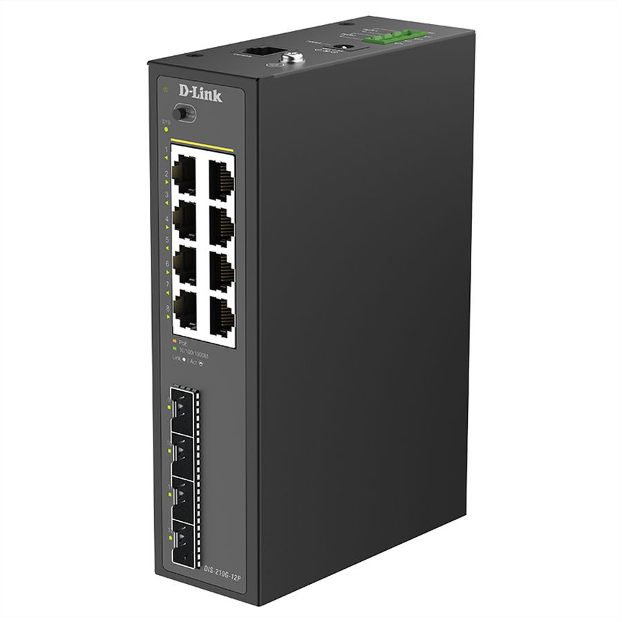 D-Link DIS-210G-12P 12-Port Switch, Smart Managed Gigabit PoE Industrial