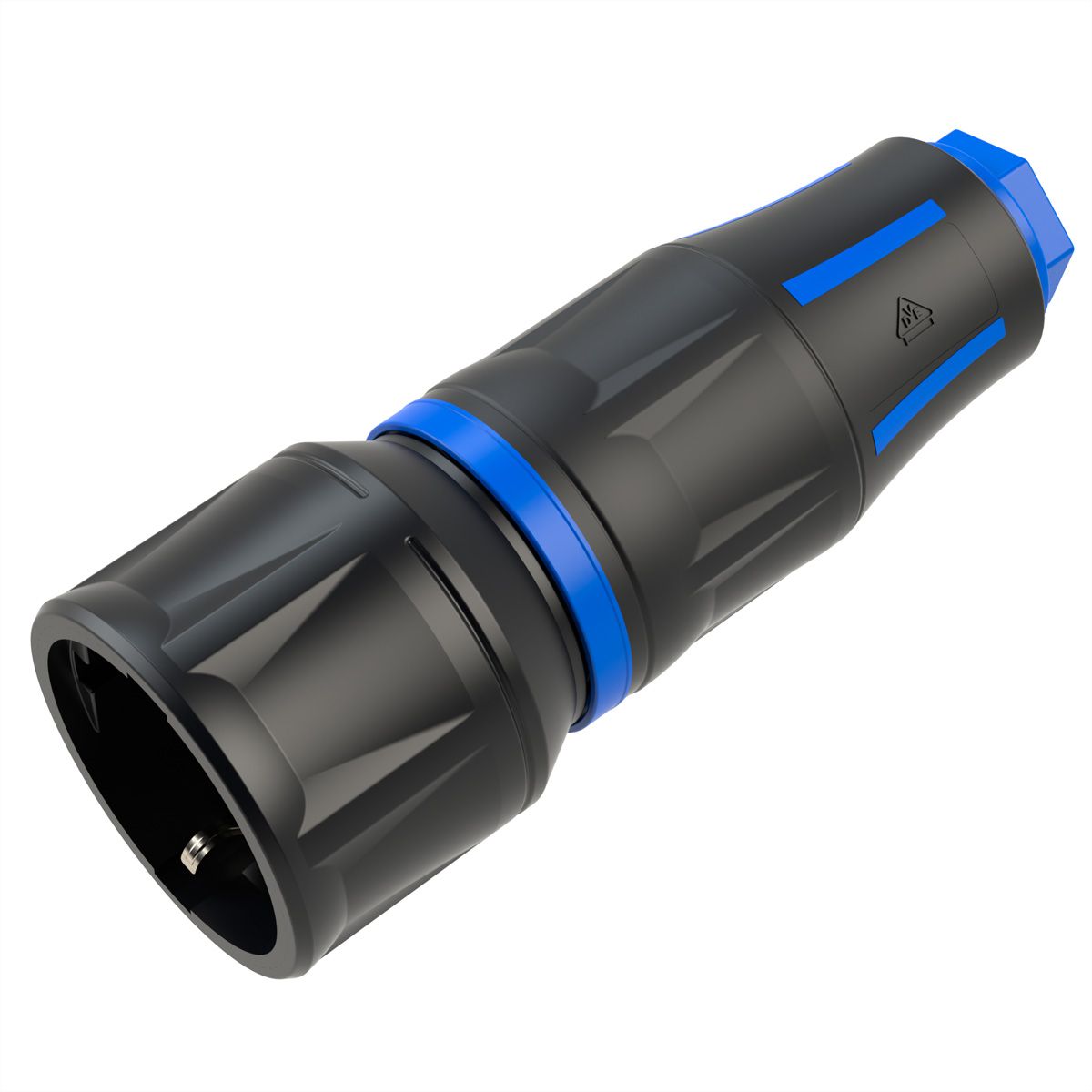 BACHMANN Profi-Schutzkontaktkupplung CEE7/3, gummiert, IP20, schwarz / blau