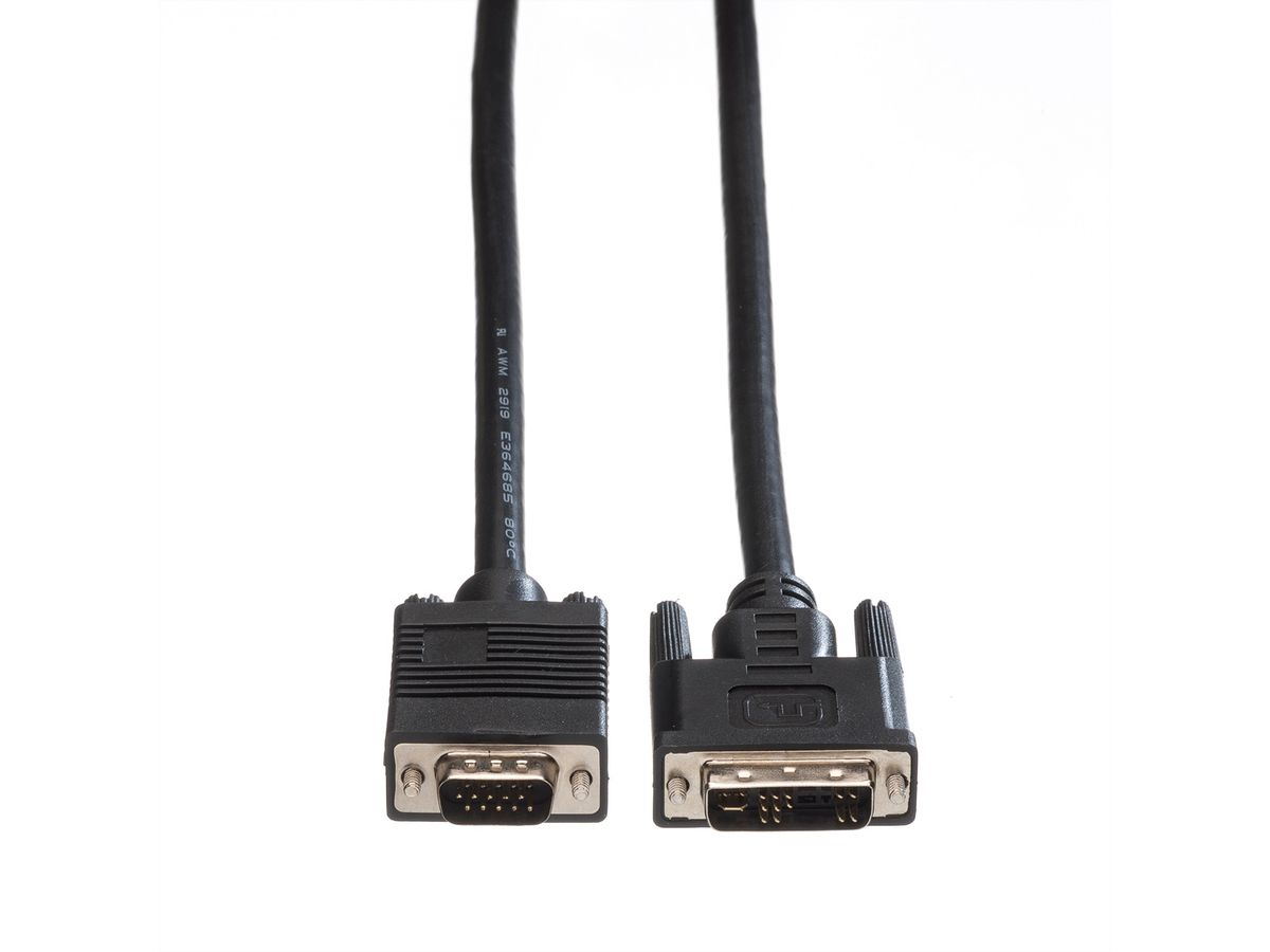 ROLINE DVI-VGA kabel, DVI (12+5) - HD15 M/M, 5 m