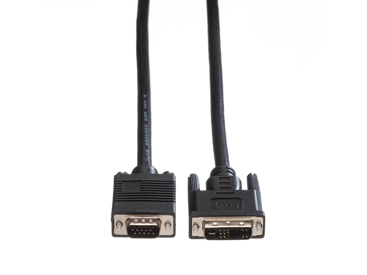 ROLINE DVI Cable, DVI (12+5) - HD15, M/M, 2 m