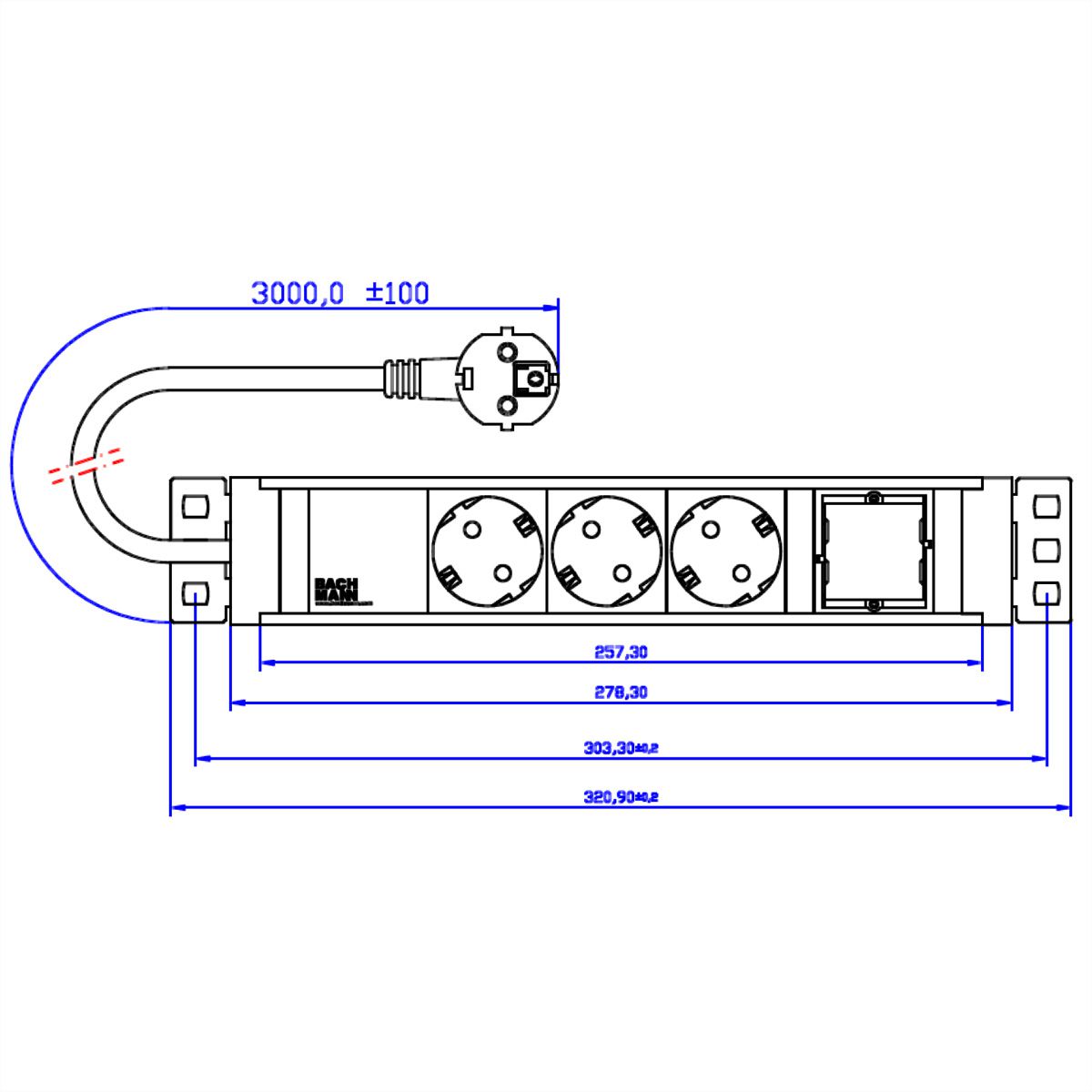 BACHMANN UNIVERSAL 3x geaard stopcontact 1x ABD