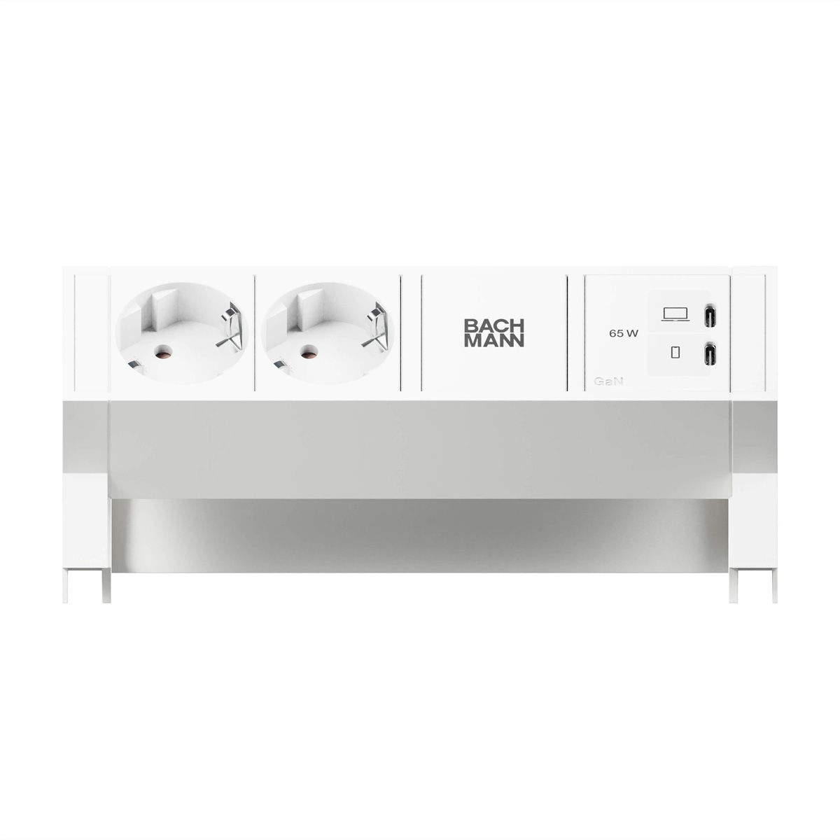 BACHMANN DESK2 PURE WHITE 2xCEE7/3, 1xUSB C/C 65W L=0,2m RAL9010