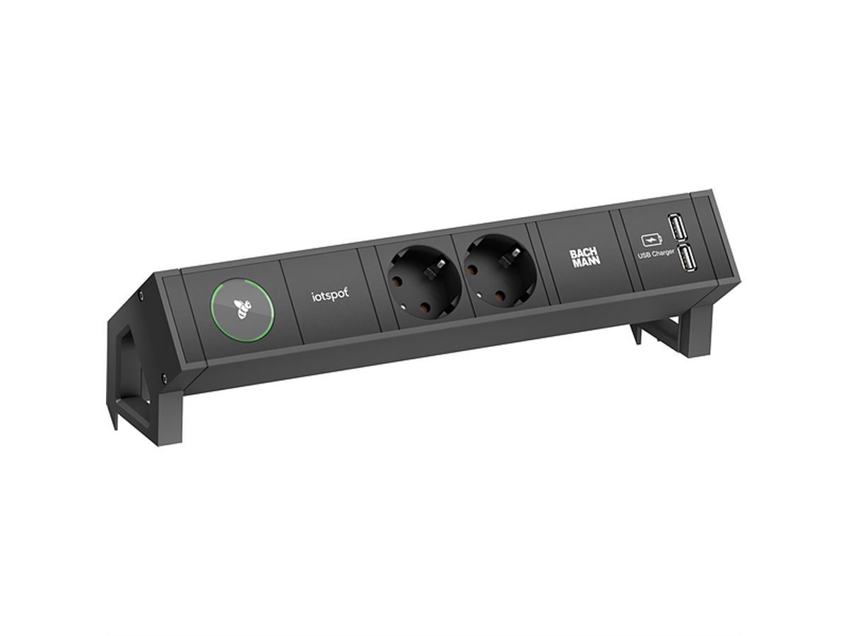 BACHMANN DESK2 1xIOTspot 2xprotective contact, USB Charger