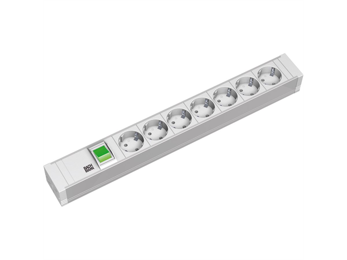 BACHMANN 19" PVC 7xCEE7/3 1xswitch power 2.0m CEE7/7