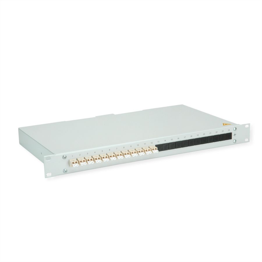 TELEGÄRTNER BASIS eco LWL-Panel mit Kupplungen, 12x LC Duplex, beige, OM2